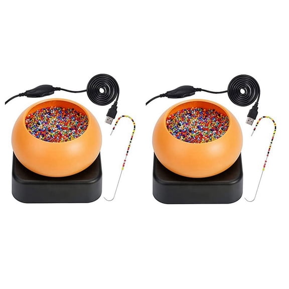 2X Electric Beading Spinner, Adjustable Speed Bead Loader, Bead Loader Bowl with Electric Base, Needles for DIY Jewelry