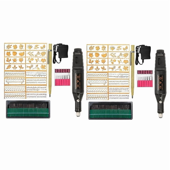 2X Electric Engraver Pen,Engraving Tool Kit for Metal Glass Stones Ceramic Plastic Wood with Polishing ,Us Plug