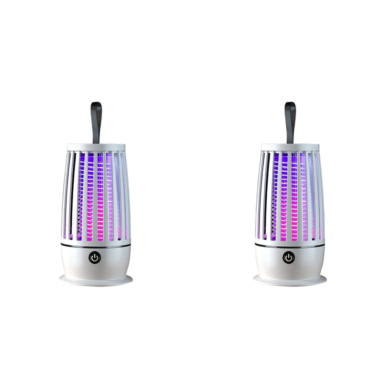2X Electric Fly Catcher USB Rechargeable Electric Mosquito Swatter Electric Fly Trap with Night Light,A