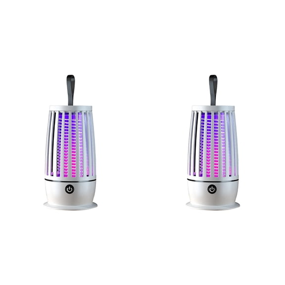 2X Electric Fly Catcher USB Rechargeable Electric Mosquito Swatter Electric Fly Trap with Night Light,A