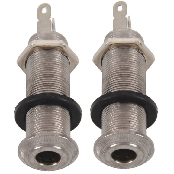 2X Electric Guitar Jack Chrome Threaded Cylinder Output Input Jack Plug Sockets 1/4 Inch for Electric Guitar
