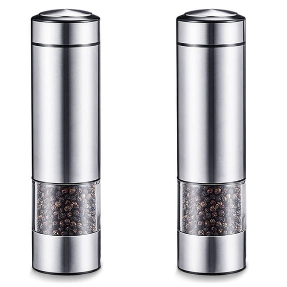 2X Electric Pepper Grinder, Automatic Pepper Mill Grinder, Stainless Steel Battery Operated Salt Grinder Refillable