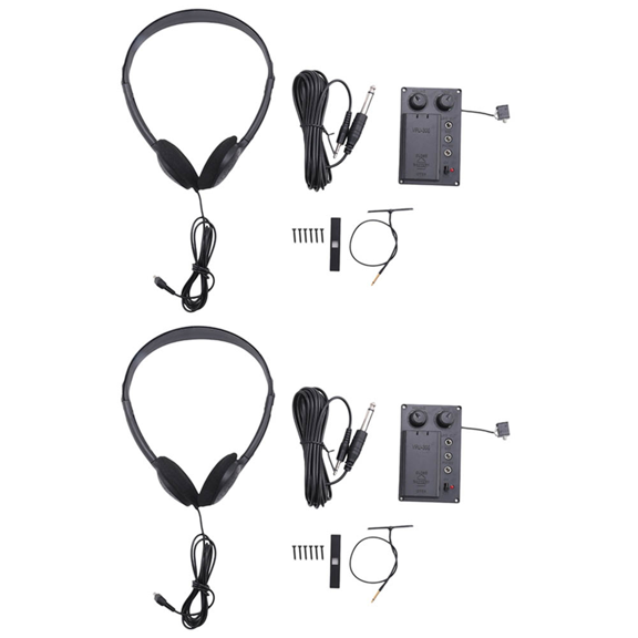 2X Electric Violin Silent Eq Pickup Piezo with Headphone and Plug Hole Cable Set