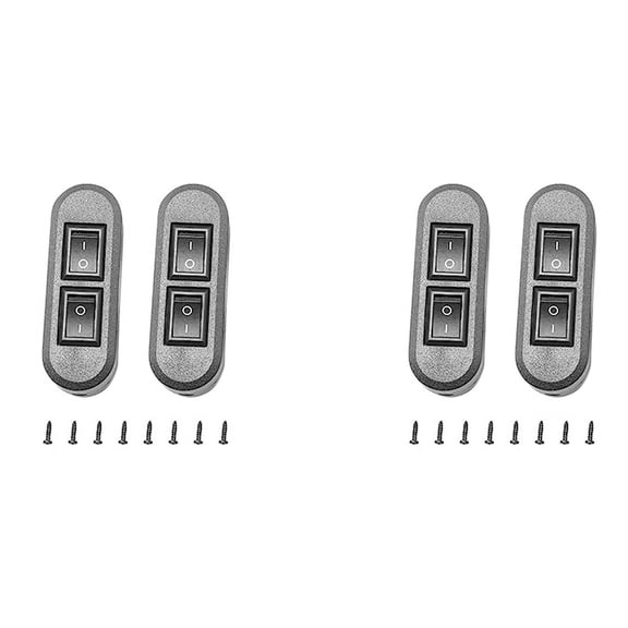 2X Embedded Wire Switch Black Duplex Switch Straight-Through Rocker Switch Suitable for Dual-Control Desk Lamp