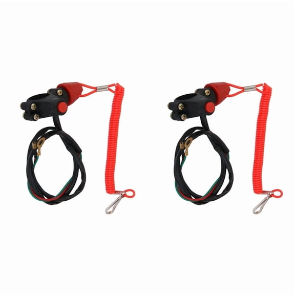 2X Emergency Stop Switch Tether Lanyard Emergency Kill Stop Engine Switch Push Button for ATV Motorcycle Boat