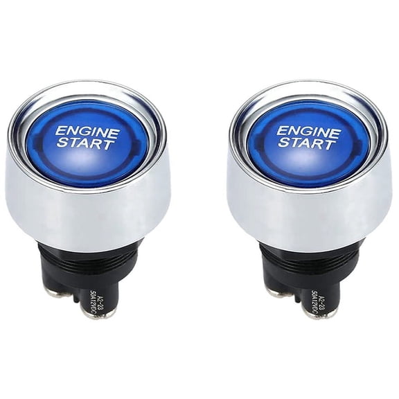 2X Engine Button Car DC 12V 24V Blue Car Engine Button Light Switch Button Ignition Switch for Racing-Blue