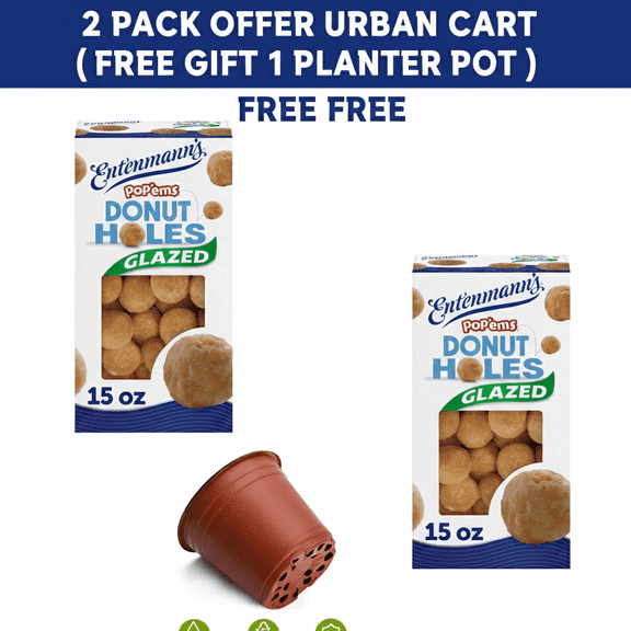 ( 2X )Entenmann's Pop'ems Glazed Donut Holes,( With Disposable Planter 1 Pot ) Free Gift Urban Cart