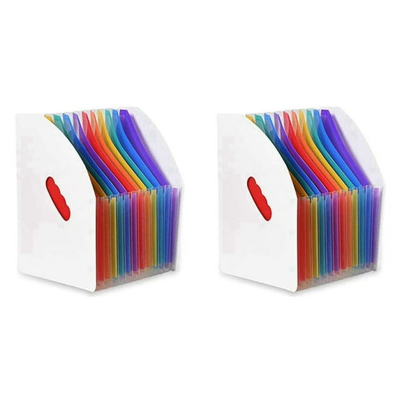 2X Extended File Holder Folder Vertical A4 Vertical File Storage Basket Desktop 13 Pocket File Holder