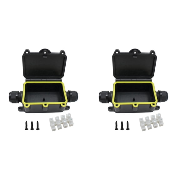 2X External Junction Box IP68,2 Way Clamshell-Type Underground Electrical Box with Terminal Block Airtight Plastic Box