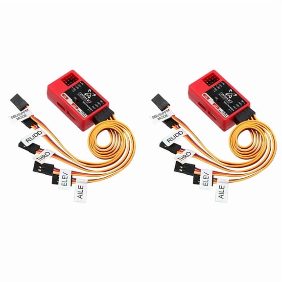 2X for FMS Reflex V3 Flight Controller Gyro Stabilizer RC Aircraft FMS Warbird Fixed Gyro Functionality Drone Helicopter,2 x Flight Controller 2 x USB Cable,Red