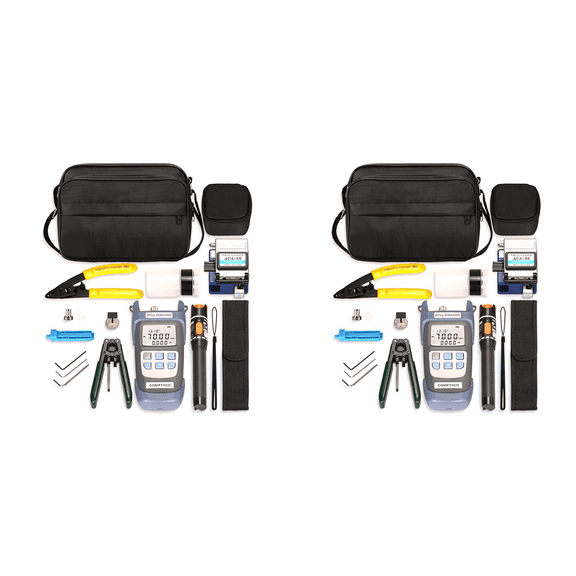 2X FTTH Fiber Optic Tool Kit with Fiber Cleaver -70-+10DBm Optical Power Meter Visual Fault Locator 10Mw