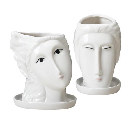 2X Face Head Vase Planter Flower Pot Succulent Plant Flower Pot Figure Desktop