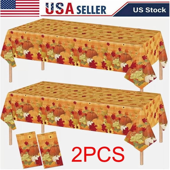 2X Fall Thanksgiving Tablecloth Fall Table Cloth For Rectangle Table 54108 Inch