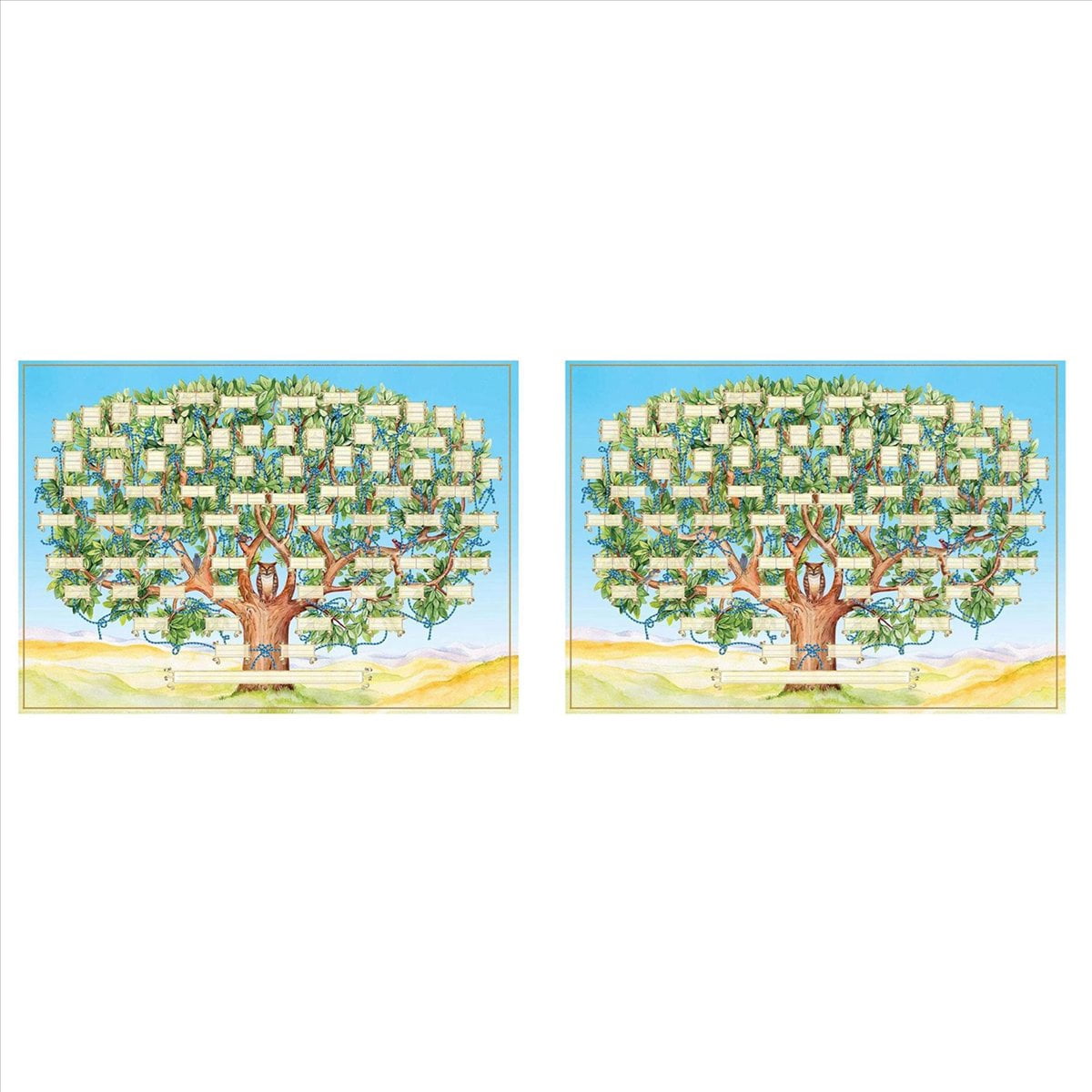 2X Family Tree Chart to Fill in 6 Generation Genealogy Poster Blank ...