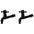 2X Faucet Outdoor Garden Black Brass Tap Wall Mount Bathroom Corner