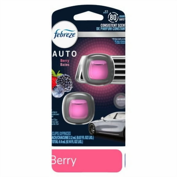 2X - Febreze AUTO Air Freshener Vent Clip Berry Scent