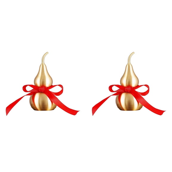 2X Feng Shui Decor-Brass Wu Lou Gourd with Red Luck Strip for Perfect Home Decoration,Table,Bookshelf,B