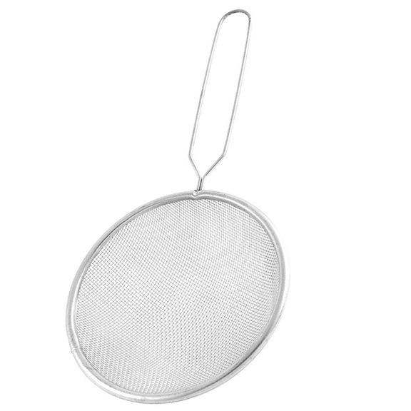 2X Fine Mesh Strainer Oil Colander Sieve Scoop 12cm Dia,2 x Mesh Strainer Scoop,Silver Tone
