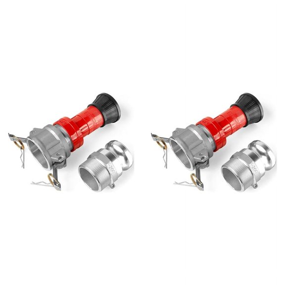 2X Fire Hose Nozzle,2In NPSH Industrial Fire Hose Constant Flow Fog Nozzle with 2Pc 2In Camlock Fitting Coupling