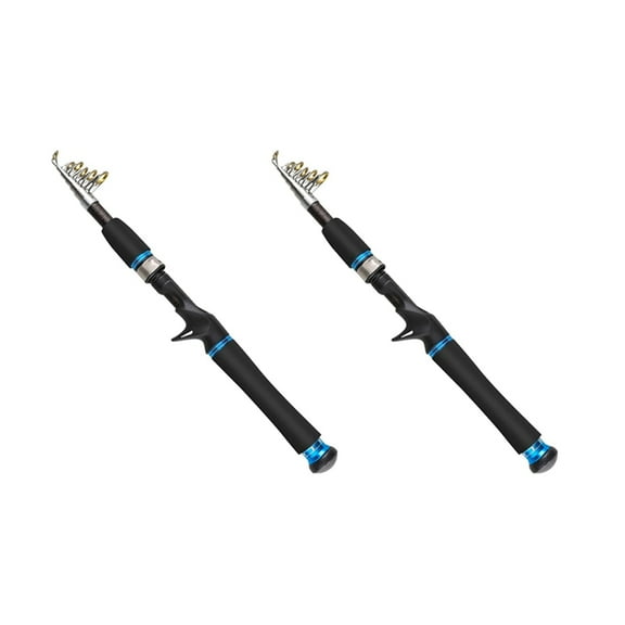 2X Fishing Rods Telescopic Fishing Pole Sensitive 2.1M Carbon Fiber Ultralight Travel Trout Fishing,2 * Fishing Rods,blue