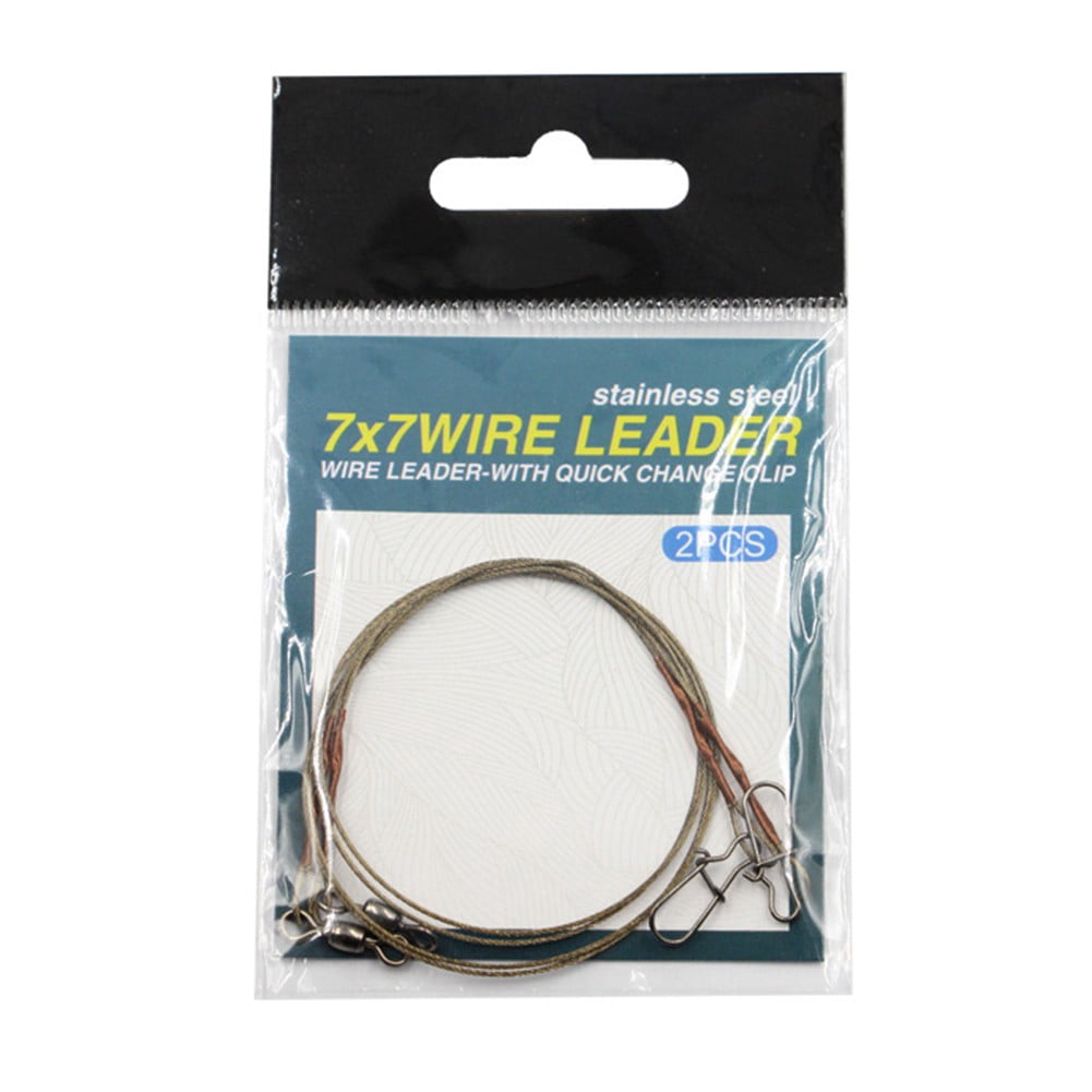 2x Fishing Steel Wire Leader Line with Swivel DuoLock Snap for