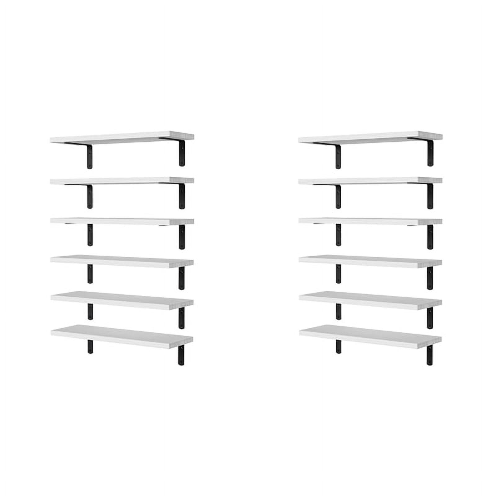 2X Floating Shelves,Wooden Shelves for Wall Decor, Mounted Bathroom Shelf Storage White