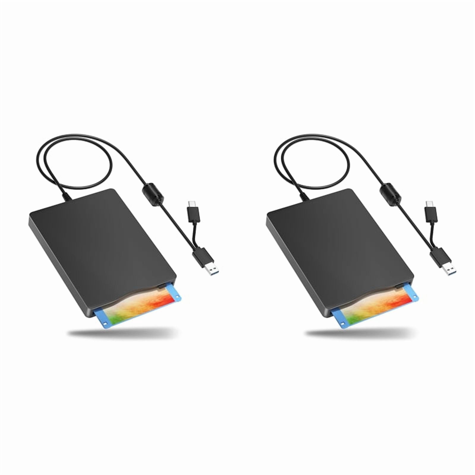 2X Floppy Disk Reader, 3.5 Inch External Floppy Disk Drive with USB Type-C, Portable FDD Floppy Disk Drive for Laptop PC