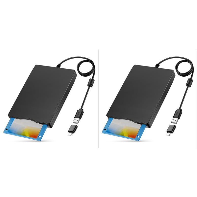 2X Floppy Disk Reader 3.5 Inch External USB Type A&C Floppy Disk Drive Floppy Disc Reader for Laptop