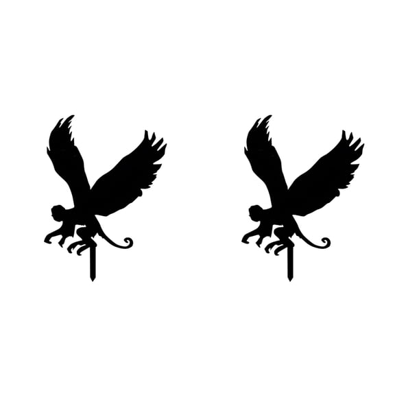 2X Flying Monkey Metal Garden Stake Fly Monkey Black Silhouette Garden Stake Sign Decor for Yard Lawn Patio