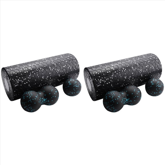 2X Foam Roller Set High Density Massage Roller Ball for Neck Back Muscles Deep Tissue Massage,2 * large roller 2 * Ball 2 * fascia ball,Black