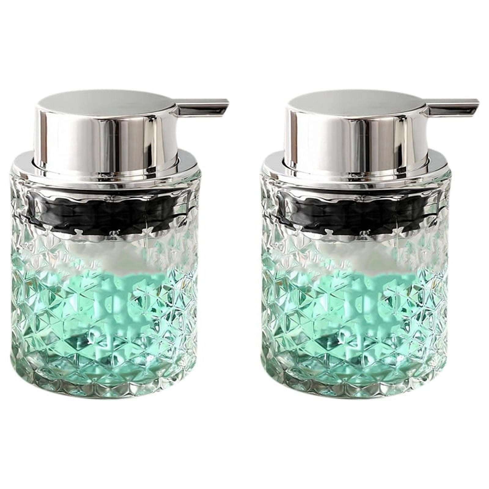 2X Foaming Hand Soap Dispenser, Bathroom Soap Dispenser or Lotion Dispenser for Kitchen,Refillable Clear Glass Dispenser