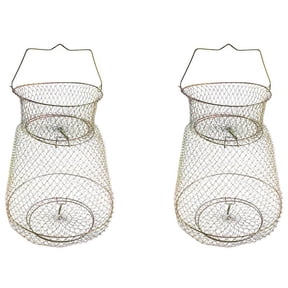 2X Foldable Portable Steel Wire Fishing Pot Trap Net Crab Crawdad Cage Fish Basket