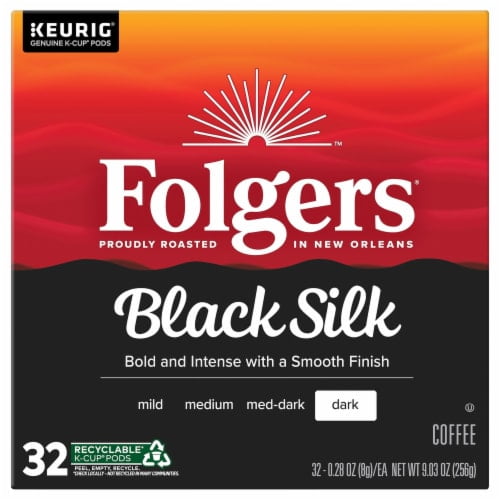 2X - Folgers Black Silk Dark Roast K-Cup Coffee Pods