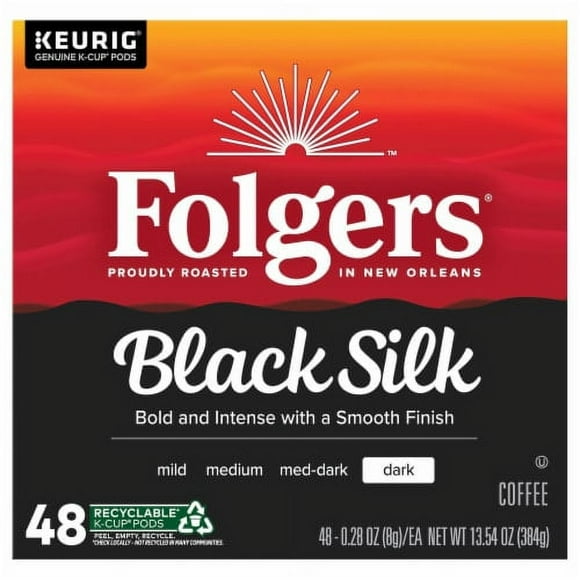 2X - Folgers Black Silk Dark Roast K-Cup Coffee Pods