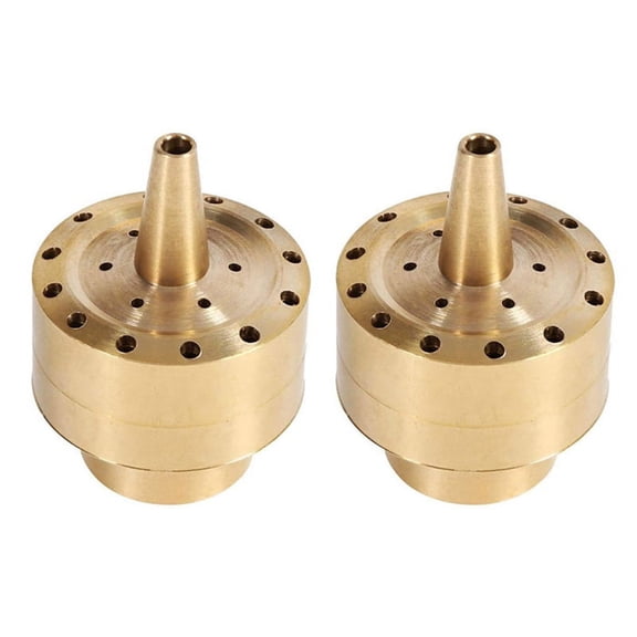 2X Fountain Nozzle Heads,Brass Column Multi Direction Jet Pond Fountain Water Spray Sprinkler Head Garden(3/4 Inch)