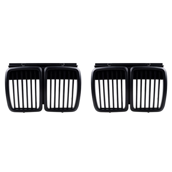 2X Front Grille Replacement for  E30 3-Series M3 Front Hood Bumper Grill Matte Black 1982-1994