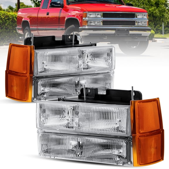 2X Front Headlights Assembly For 1994-99 Chevy C1500 C2500 K1500 K2500 Suburban