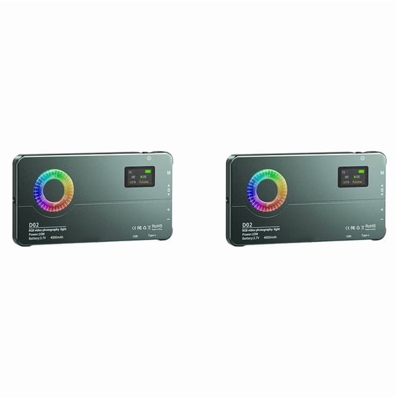 2X Full Color Small Panel Light LED Full-Color RGB Fill Light Lamp 2500-9000K for Vlogging Photography Video Conference,2 x RGB Video Light 2 x Charging Cable 2 x Hot Shoe Screw