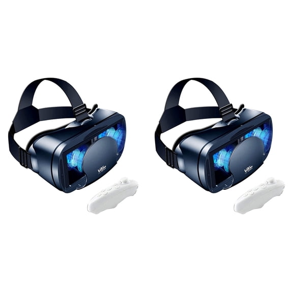 2X  Full-Screen Virtual Reality 3D Glasses VR Set 3D Virtual Reality Goggles, Adjustable with Gamepad