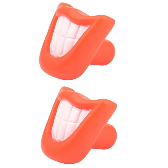 2X Funny Pet Dog Puppy Chew Sound Squeaky Giggle Big Smile Lips & Teeth Play Toy Red