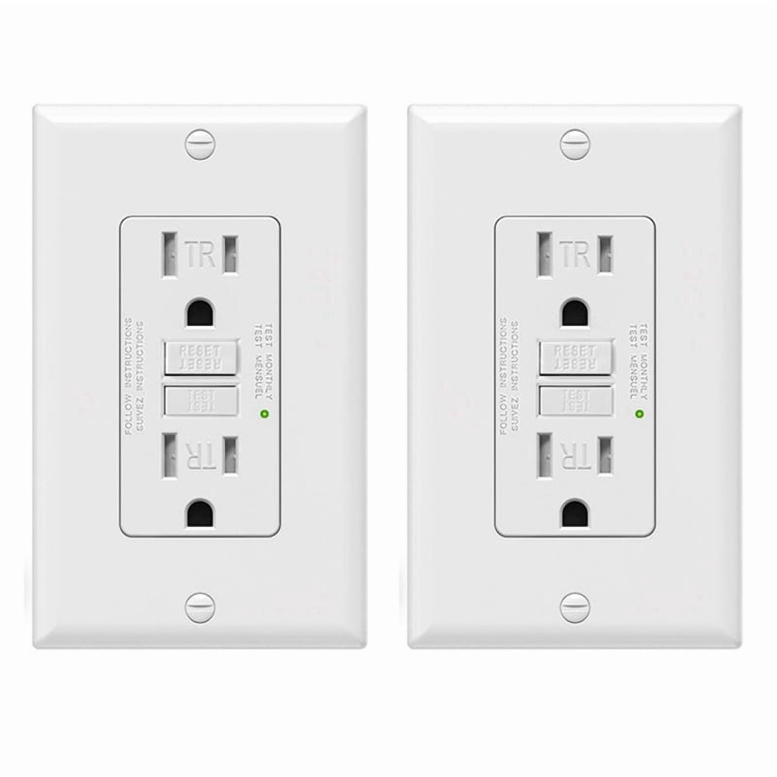 2X GFCI Outlet 15 Amp, Self-Test GFI Electrical Outlet, Tamper GFCI Receptacle with Wall Plate White