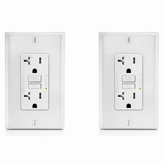 2X GFCI Outlet 20A, GFI Electrical Receptacle with LED Indicator, 20A Tamper- Ground Fault Circuit Interrupter
