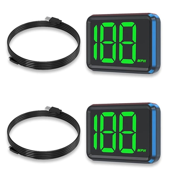 2X GPS Speedometer for Car Universal MPH Speedometer USB Connect Digital Speed Display Heads Up,2 x Speedometer 2 x USB data cable,Black