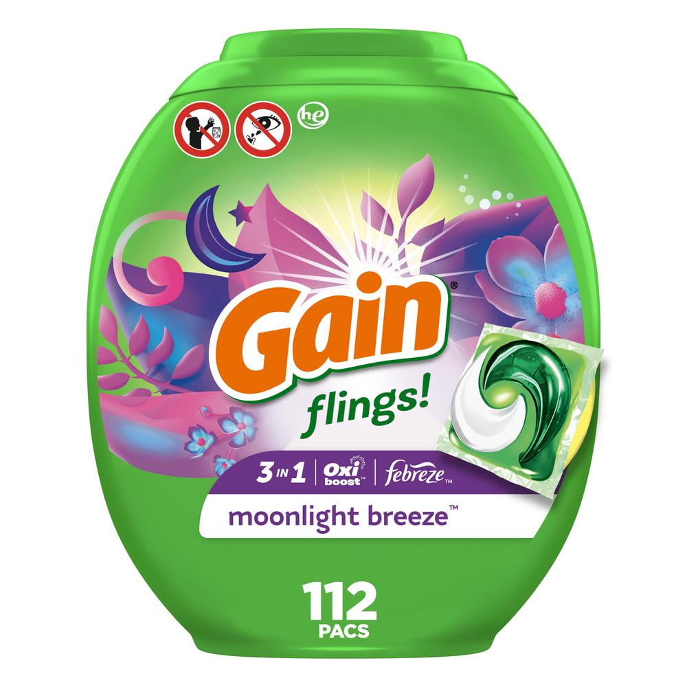 Gain Flings! Moonlight Breeze HE Laundry Detergent Pacs - 112 ct- Pack of 2