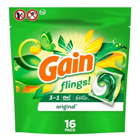 2X - Gain flings! Laundry Detergent Pacs - Original - 16ct