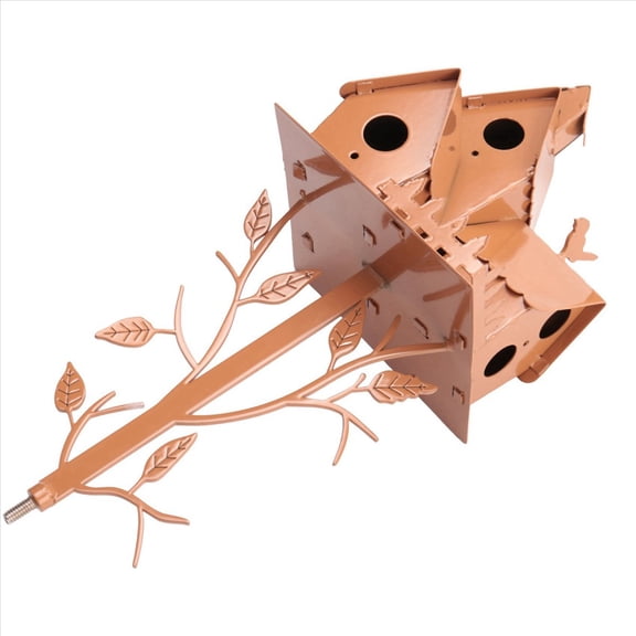 2X Garden Bird House with Pole Metal Feeders Stakes Houses for Courtyard Backyard Patio Outdoor Style E