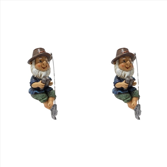 2X Garden Gnome Statue Resin Fishing Dwarf Statue Outdoor Pastoral Landscape Ornaments for Garden Yard Lawn Decor,2 * Fishing Dwarf Elf Figurines