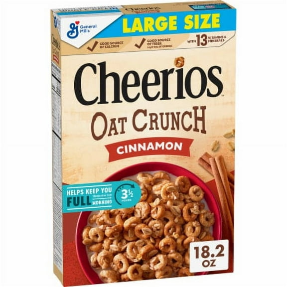 2X-General Mills Cheerios Oat Crunch Cinnamon Large Size Cereal - 18.2 oz