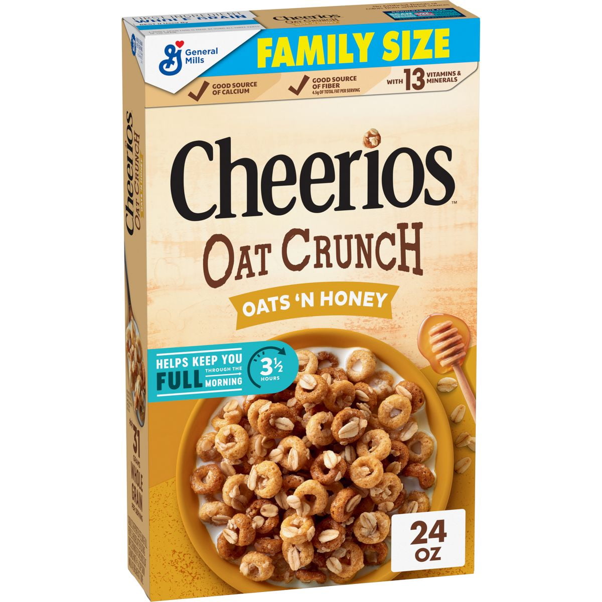 2X - General Mills Family Size Cheerios Oat Crunch Oats Honey Cereal - 24oz