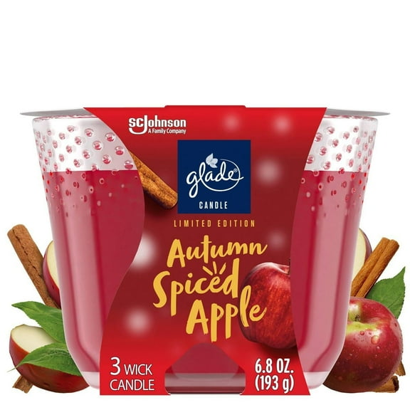 2X - Glade 3-Wick Large Candle - Autumn Spiced Apple - 6.8oz